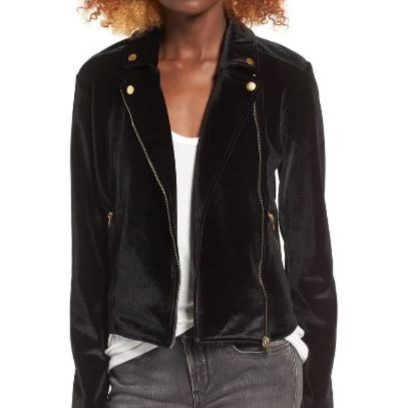 LEITH Velour Moto Jacket Gold Hardware - Picture 2 of 5